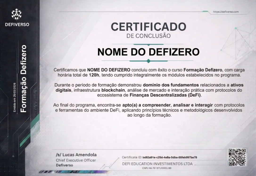 Modelo de certificado do Defiverso